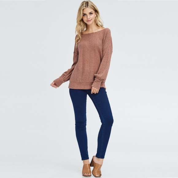 Brick Boat Neck Knit Sweater - Picture 4 of 8